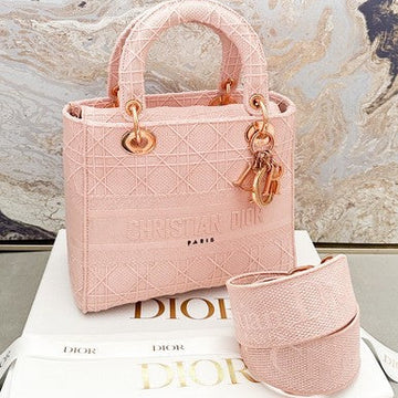 Christian Dior Canvas Cannage Medium Lady D-Lite Tote Bag