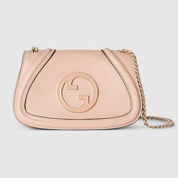Gucci Blondie Mini/Small Shoulder Bag with a signature circular Interlocking G logo and gold-tone chain strap
