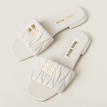 Miu Miu Matelassé Nappa Leather Slides.