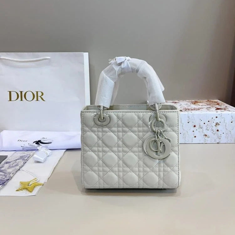 white Cannage lambskin Lady Dior bag