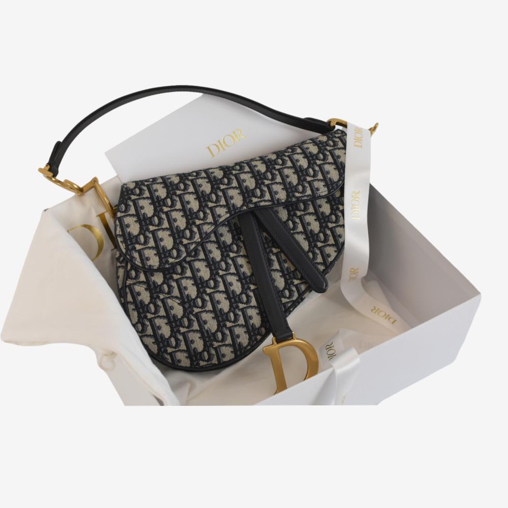 Christian Dior Saddle Bag in the Blue Dior Oblique Jacquard pattern