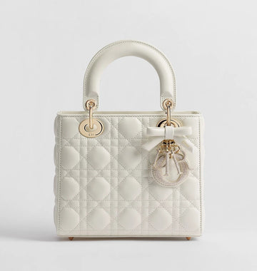white Cannage lambskin Lady Dior bag