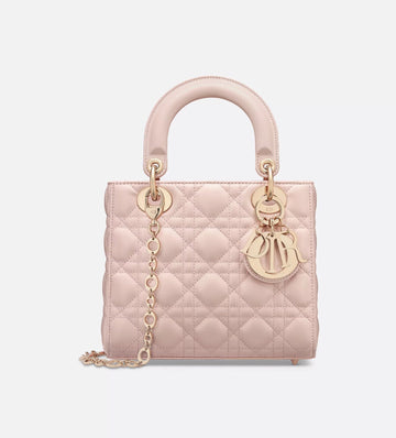 Mini Lady Dior Bag in Powder Pink Cannage Lambskin with pale gold-finish hardware
