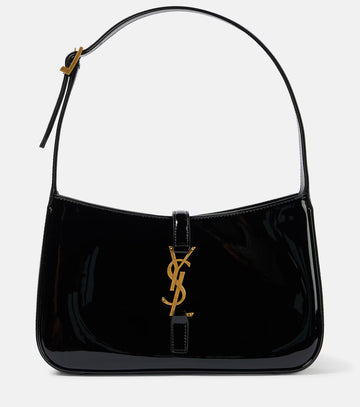 Saint Laurent Le 5 à 7 Patent Leather Shoulder Bag in black