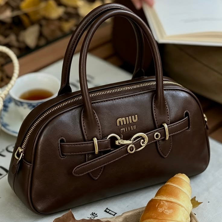 Miu Miu Aventure Nappa Leather Top-Handle Bag in brown