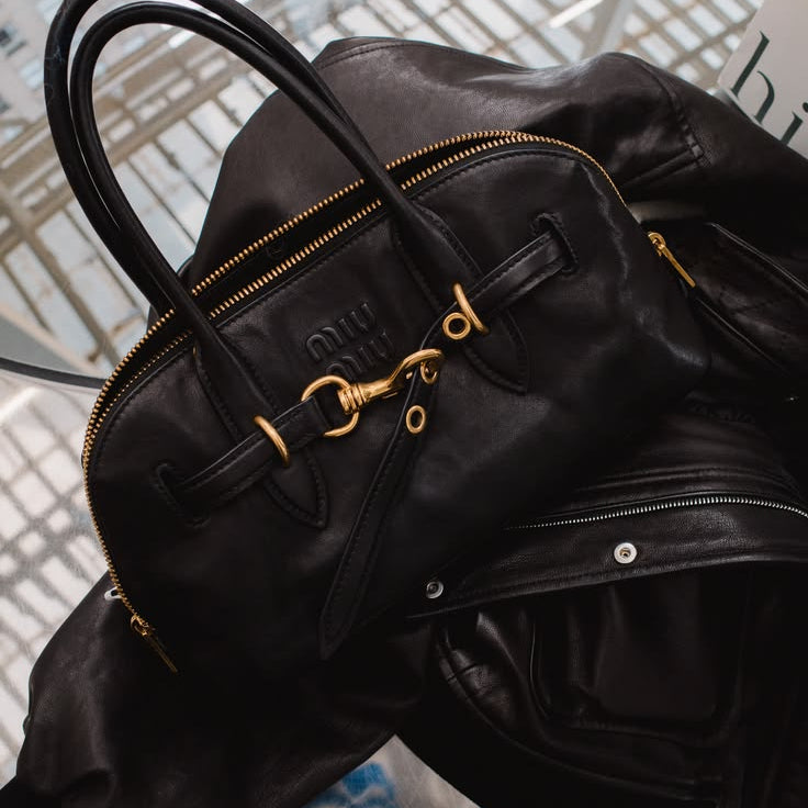 Miu Miu Aventure Nappa Leather Top-Handle Bag in black