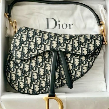 Christian Dior Saddle Bag in the Blue Dior Oblique Jacquard pattern