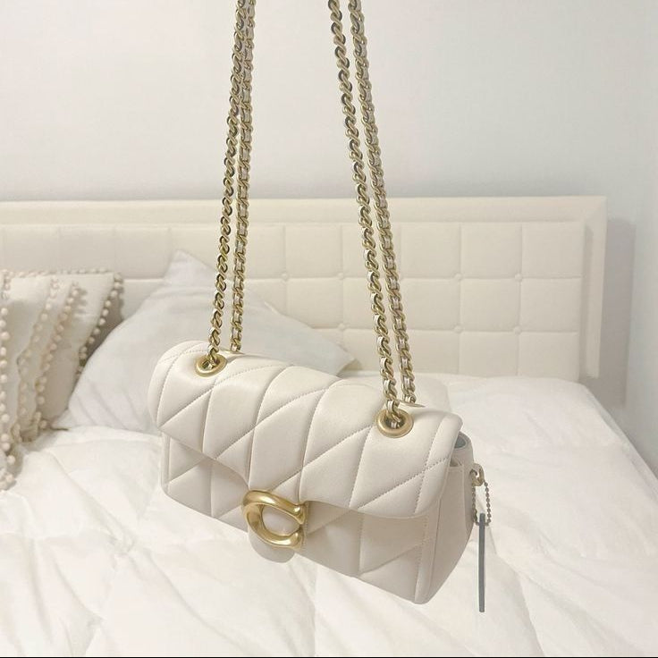 Coach Quilted Tabby Shoulder White Bag