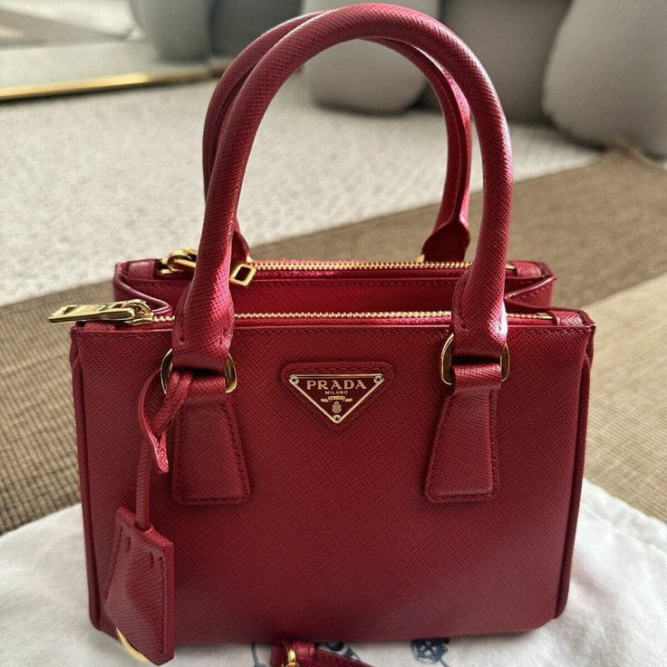 Prada Galleria Patent Saffiano Red Leather Mini-bag